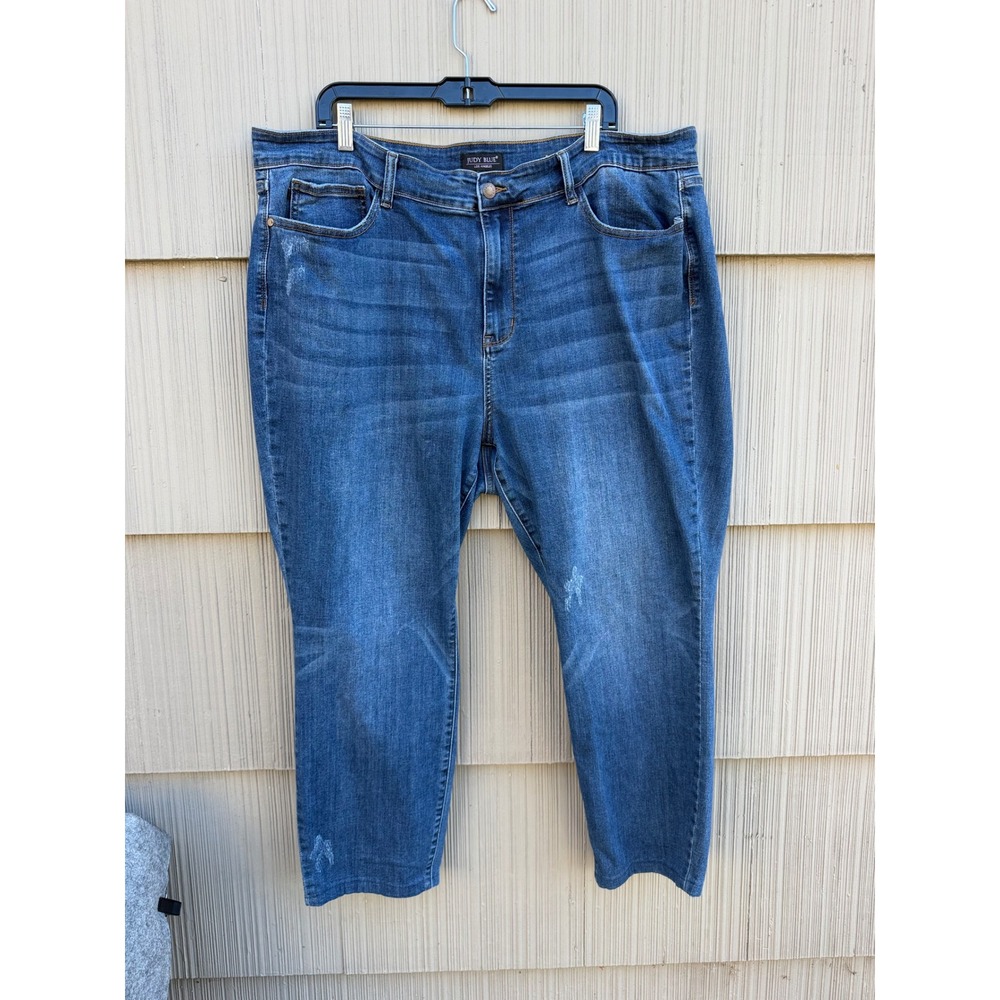 Judy Blue Relaxed Fit Distressed Medium Wash Jeans Womens 24W High Rise Stretch